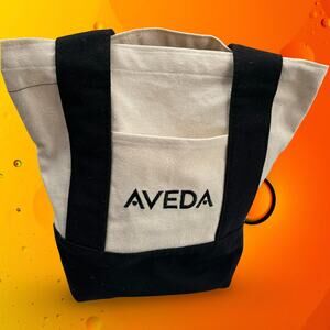 Aveda Canvas Tote Bag Boat Style Cream Black Trim Limited Edition Mini-Tote NWOT
